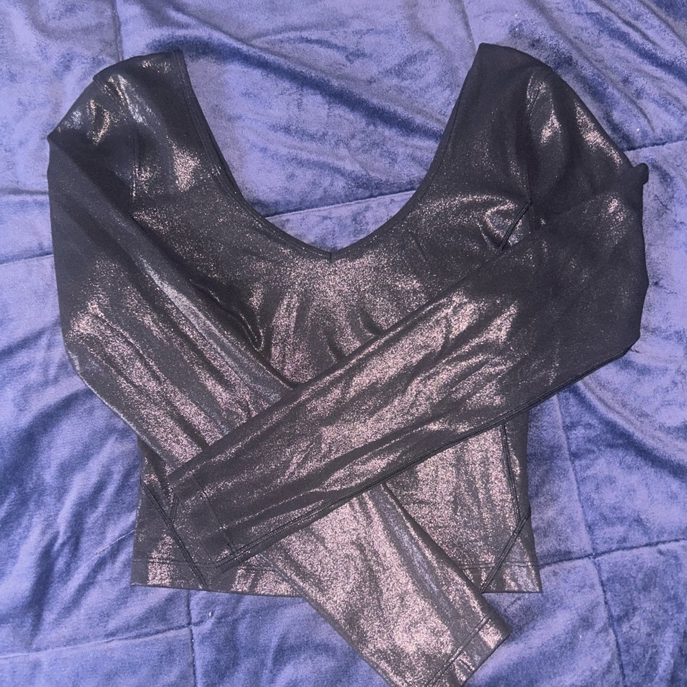 Lululemon Activewear glitter/metallic  black long sleeve
